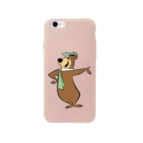 iPhone 6 Ayı Yogi Tasarımlı Pembe Telefon Kılıfı