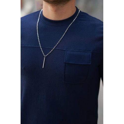 Erkek Cepli Kolyeli Kısa Kollu örme Kumaş Tişört