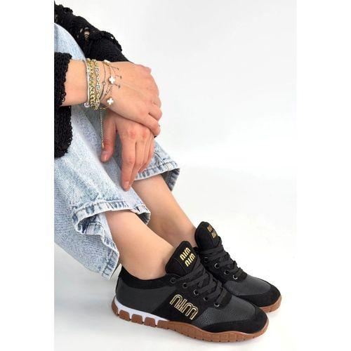 Marje Siyah Cilt Bağcıklı Spor Ayakkabı