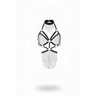Siyah Body Harness Choker Yaka Zincir Detaylı Vücut Aksesuarı - Brf1397