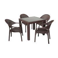 Mandella Elit Rattan 90x90 Eylül Koltuk Camlı Masa Takımı Kahverengi