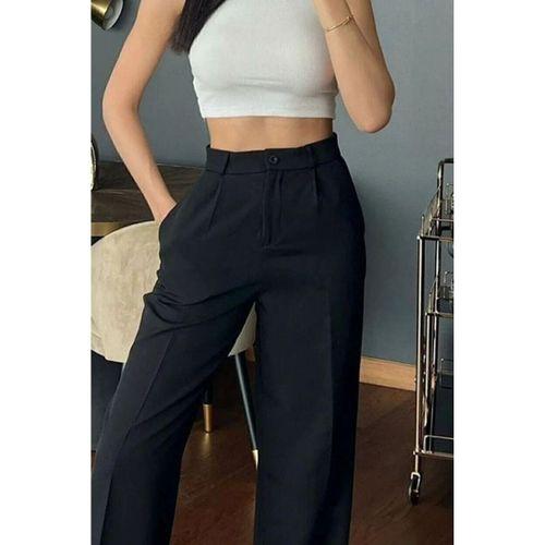 Kadın Yüksek Bel Cepli Ithal Krep Pantolon