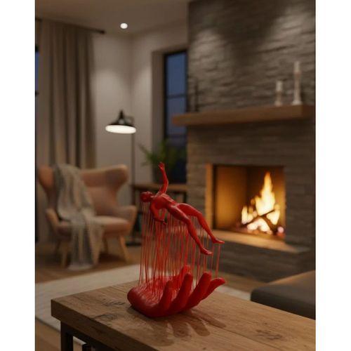 3d El İnsan Figürü Kırmızı Minimal Modern Ev Ve Ofis Dekoru 12x18 Cm