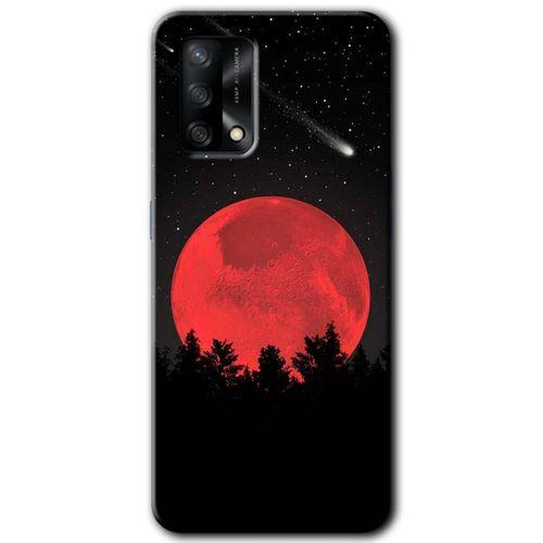 Oppo A54 Kılıf Baskılı Kapak - Kanlı Ay + 5D Tam Kaplayan Cam