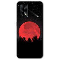 Oppo A54 Kılıf Baskılı Kapak - Kanlı Ay + 5D Tam Kaplayan Cam