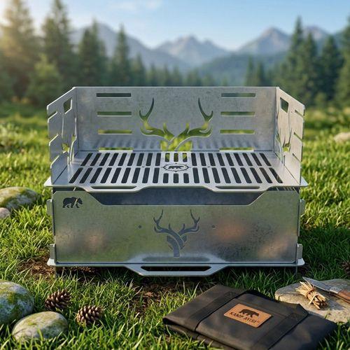 Kamp Ayısı® StagGrill™ Katlanır Ayarlanabilir Paslanmaz Izgaralı Mangal