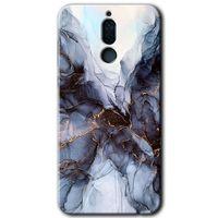 MRCİLETİSİM Huawei Mate 10 Lite Kılıf Baskılı Kapak - Otantik Mermer + 5D Tam Kaplayan Cam
