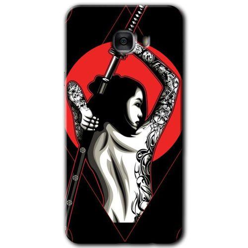 Galaxy C7 Kılıf HD Desen Baskılı Arka Kapak - Samurai Girl + Kırılmaz Cam