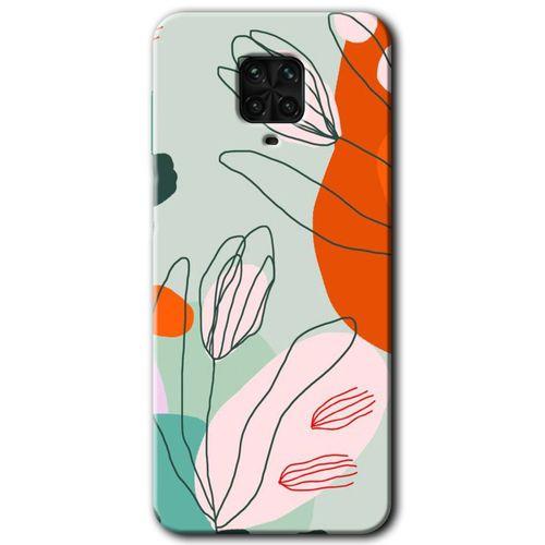 MRCİLETİSİM Xiaomi Redmi Note 9 Pro Kılıf Baskılı Kapak - Vektör Çiçekler + 5D Tam Kaplayan Cam