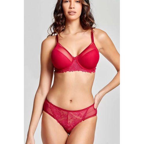Golshan Gaspara Mini Slip, Kadın Güpürlü Tüllü Şarap Renkli Normal Kesim Külot