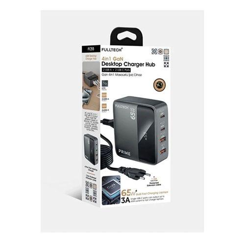 65w Masaüstü 4 Portlu Hızlı Şarj Cihazı İstasyonu 2xusb-a, 2xtype-c Giriş,1,5 Mt. Kablo