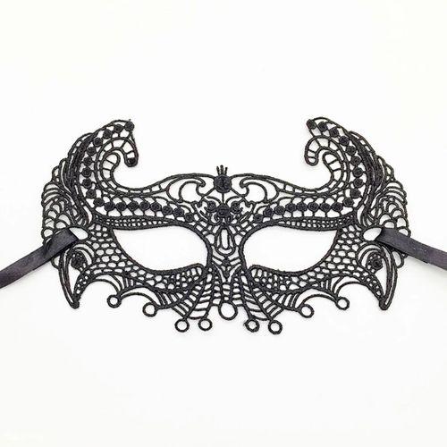 Siyah Renk Kulaklı Dantel Parti Balo Maskesi