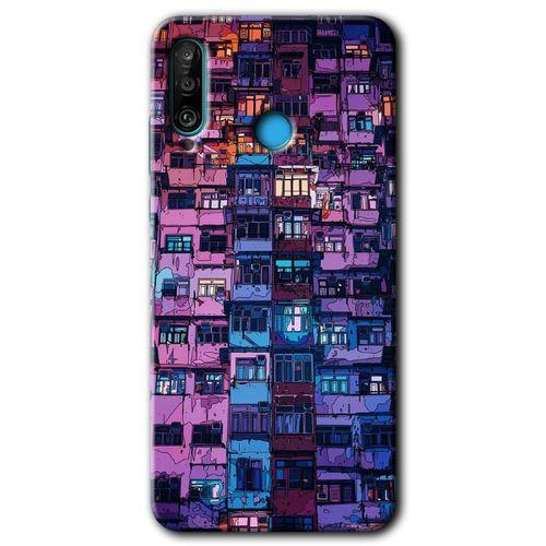 Potkal Hediye Fabrikası Huawei P30 Lite Kılıf HD Desen Baskılı Arka Kapak - Şehir Görünümü