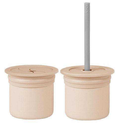 OiOi OiOi Ham+Hüp Pipetli Silikon Bardak Seti Bubble Beige / Powder Grey