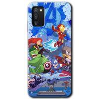 Samsung Galaxy A02s Kılıf Baskılı Kapak - Avengers Cartoon + 5D Tam Kaplayan Cam