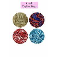 Uzun Boru Kesme Boncuk Çap 2mm Uzunluk 10 mm - 4 Renk - Toplam 80 Gram - BNC429