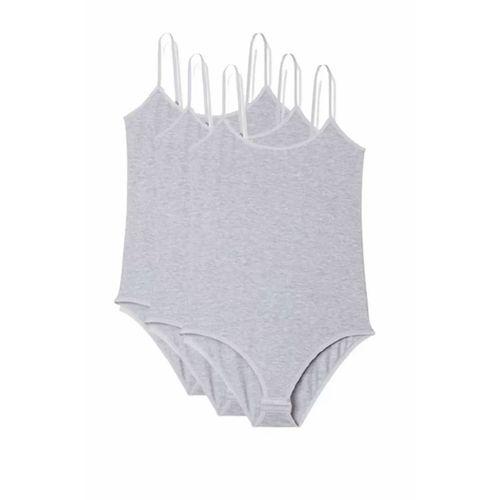 3 Adet İp Askılı Kadın Çıtçıtlı Body Gri