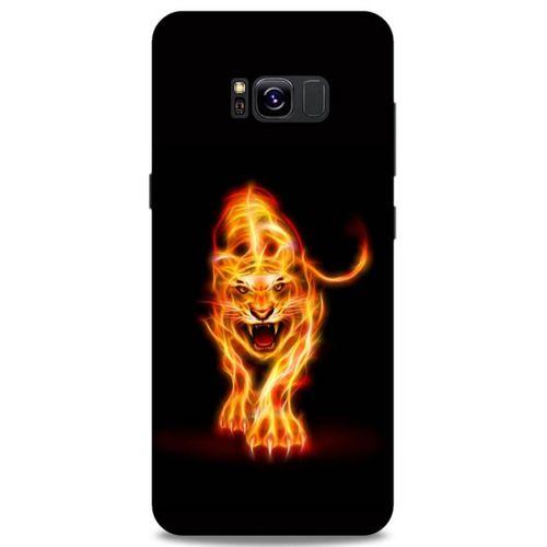Lopard Samsung Galaxy S8 Plus Uyumlu Kılıf FireX (27) Tasarımlı Kılıf Ateşten Kaplan