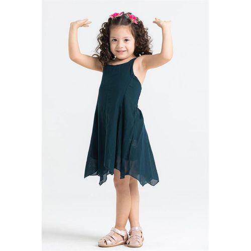 Askılı Vual Emel Yazlık Çocuk Elbise Petrol Ptrl