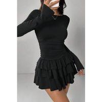 Eteği Kat Kat Volanlı Mini Elbise