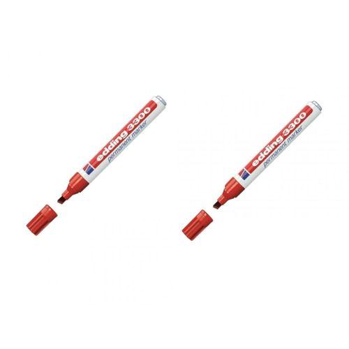 EDDİNG PERMANENT MARKÖR (KESİK UÇ) KIRMIZI (ED-3300) ( 2 Adet )