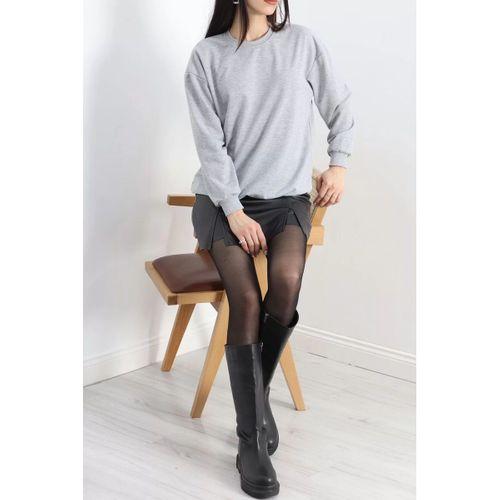 pilelistore Bisiklet Yaka İki İplik Sweat Açıkgri