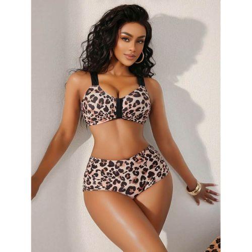 Kadın Leopar Desenli Sütyen Kilot Takımı 5153