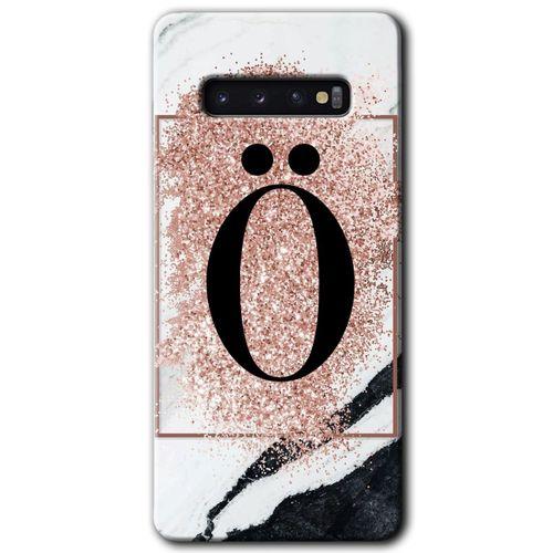 Galaxy S10 Kılıf HD Desen Baskılı Arka Kapak - Pembe Mermer Desenli Ö Harfi + Kırılmaz Cam