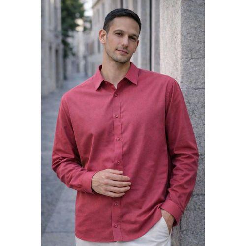 Faulkner Modal Kumaş Yakalı Uzun Kollu Yazlık Erkek Gömlek - Bordo