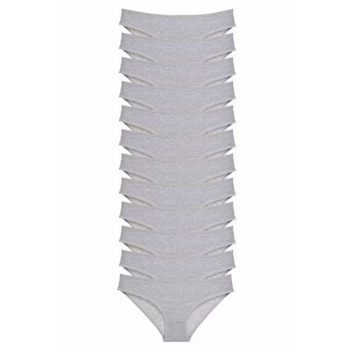 12 adet Süper Eko Set Likralı Kadın Slip Külot Gri