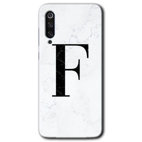 Xiaomi Mi 9 SE Kılıf HD Desen Baskılı Arka Kapak - Beyaz Mermer Desenli F Harfi