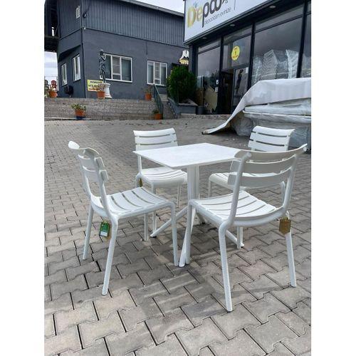 Mandella Cros Sandalye 70x70 Bee Masa Beyaz