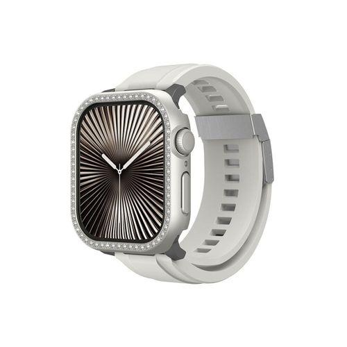 Apple Watch 10 46mm Amazingthing Gleam Fit FullGuard Taşlı Sert PC Kasa ve Ekran Koruyucu