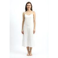 Pamuk Şile Bezi Ayarlanabilir İp Askılı Uzun Kombinezon V Yaka Uzun Elbise İç Astarı Jüpon Beyaz Byz