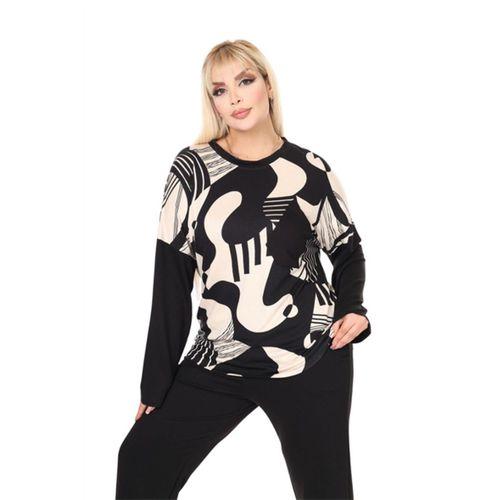 Melsay Butik Siyah Picasso Desen Çapraz Cep Detaylı Eşofman Takımı