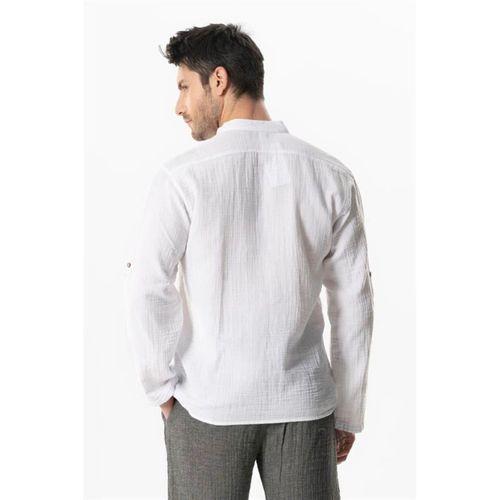 Uzun Kol Hakim Yaka Müslin Yazlık Sweatshirt Beyaz Byz