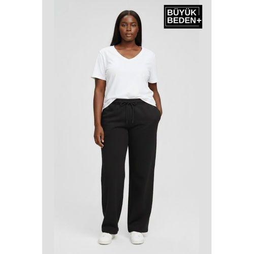 Kadın Büyük Beden Rahat Kesim Paça Reçmeli İnce Eşofman Altı SPR26EAK952