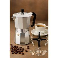 Zhltools Klasik Italyan Moka Pot - 6061 Saf Alüminyum  Profesyonel Moka Pot - 6 kişilik