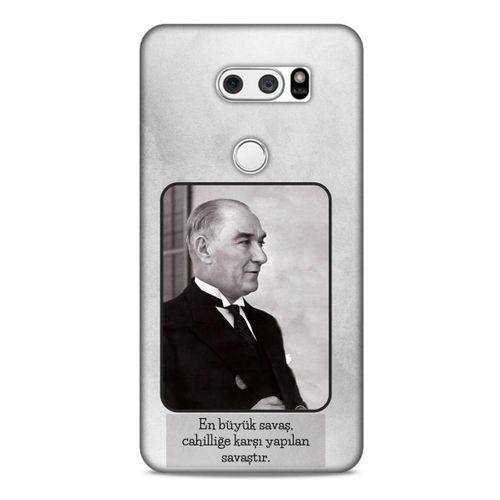 LG K40S Kılıf Atatürk (1) Kılıfı Açık Gri