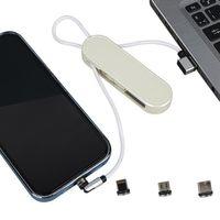 Powermaster PM-25905 Beyaz 3in1 (Type C- Lightning-Micro Usb) Manyetik Uç Taşınabilir Şarj Kablosu