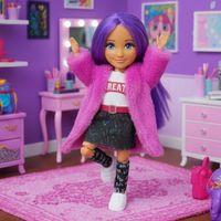 Ankiki Moda İkonu Bebek Figür 13 cm - Mor Saçlı ''Great'' Stil (Etekli Kombin)