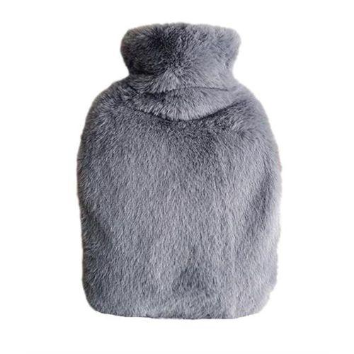 Sıcak Su Torbası Yan Cepli Gri  Peluş Termofor 27X17X2Cm  1 Litre