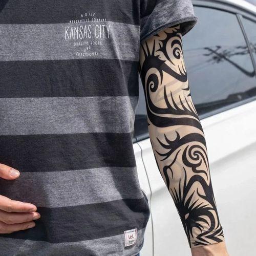Giyilebilir Kol Dövmesi Çorap Dövme 3d Baskılı Kol Bacak Dövme 2 Adet Model 15