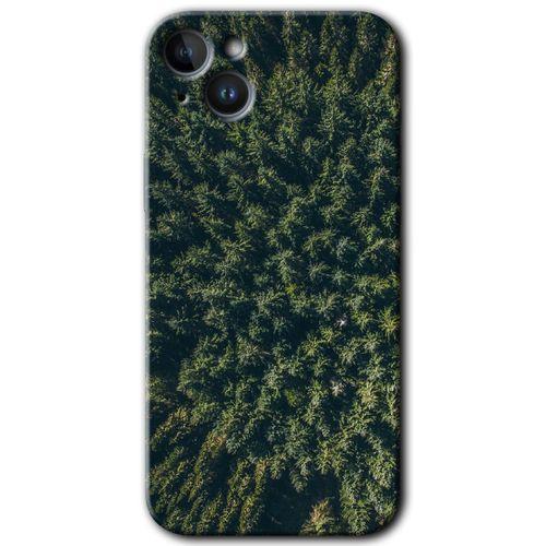 iPhone 14 Kılıf HD Desen Baskılı Arka Kapak - Temperli Cam - Çam Ağacı Ormanı