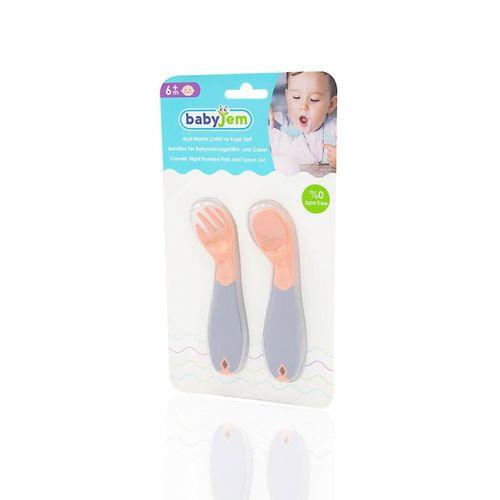 Babyjem BabyJem Açılı Mama Kaşık Çatal Takımı 703 Gül Kurusu