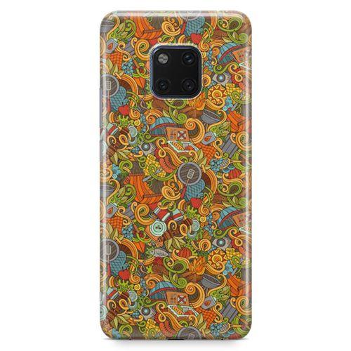 Huawei Mate 20 Pro Kılıf Doodle Piknik Seti Arka Kapak Koruma Desenli Full Koruyucu