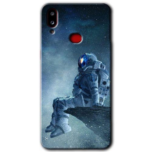 MRCİLETİSİM Samsung Galaxy A10s Kılıf Baskılı Kapak - Astronot Yalnızlığı + 5D Tam Kaplayan Cam
