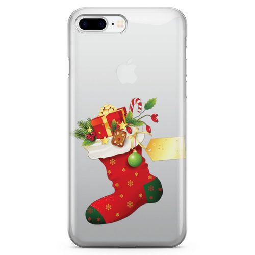Apple iPhone 8 Plus Kılıf Kırmızı Çorap Arka Kapak Koruma Desenli Full Koruyucu