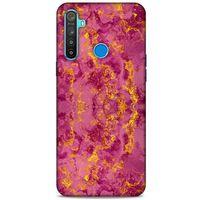 Mermer Desenli (35) Tema Fit Design Kılıf Burgonya Oppo Realme 5i Kılıf