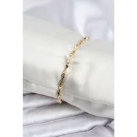 Pirinç Gold Renk VIP Seri İnce Kemik Model Zirkon Taşlı Kadın Bileklik